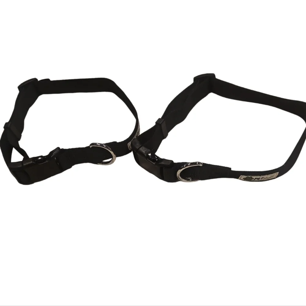 NEW! PETstuff Black Adjustable Comfy Nylon Dog Collars Pack of 2 Large.